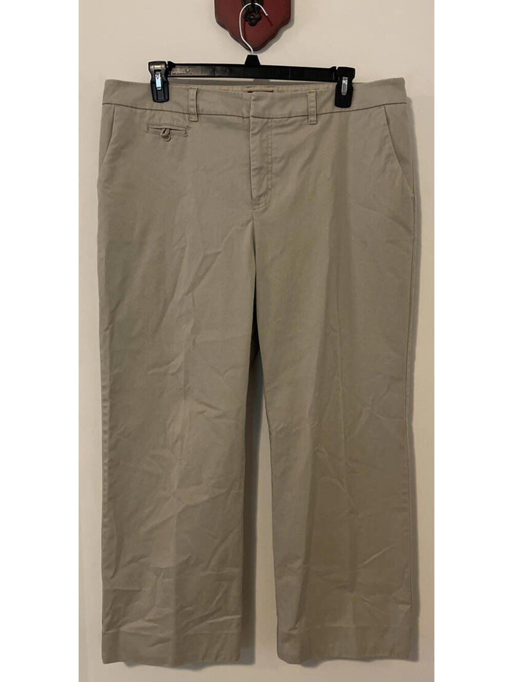 Merona Womens Size 18 Beige Wide-Leg Cotton-Blend Chino-Style Pants! A6102